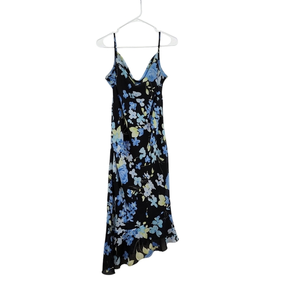 Mariposa Women's Floral Asymmetrical Hem Cowl Neck Midi Dress - L - Picture 1 of 9